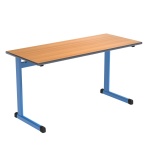 Schülertisch-2 Plätze, ohne Ablage mit seitlichen Mappenhaken, PU-Kante, 130x55 cm BxT 